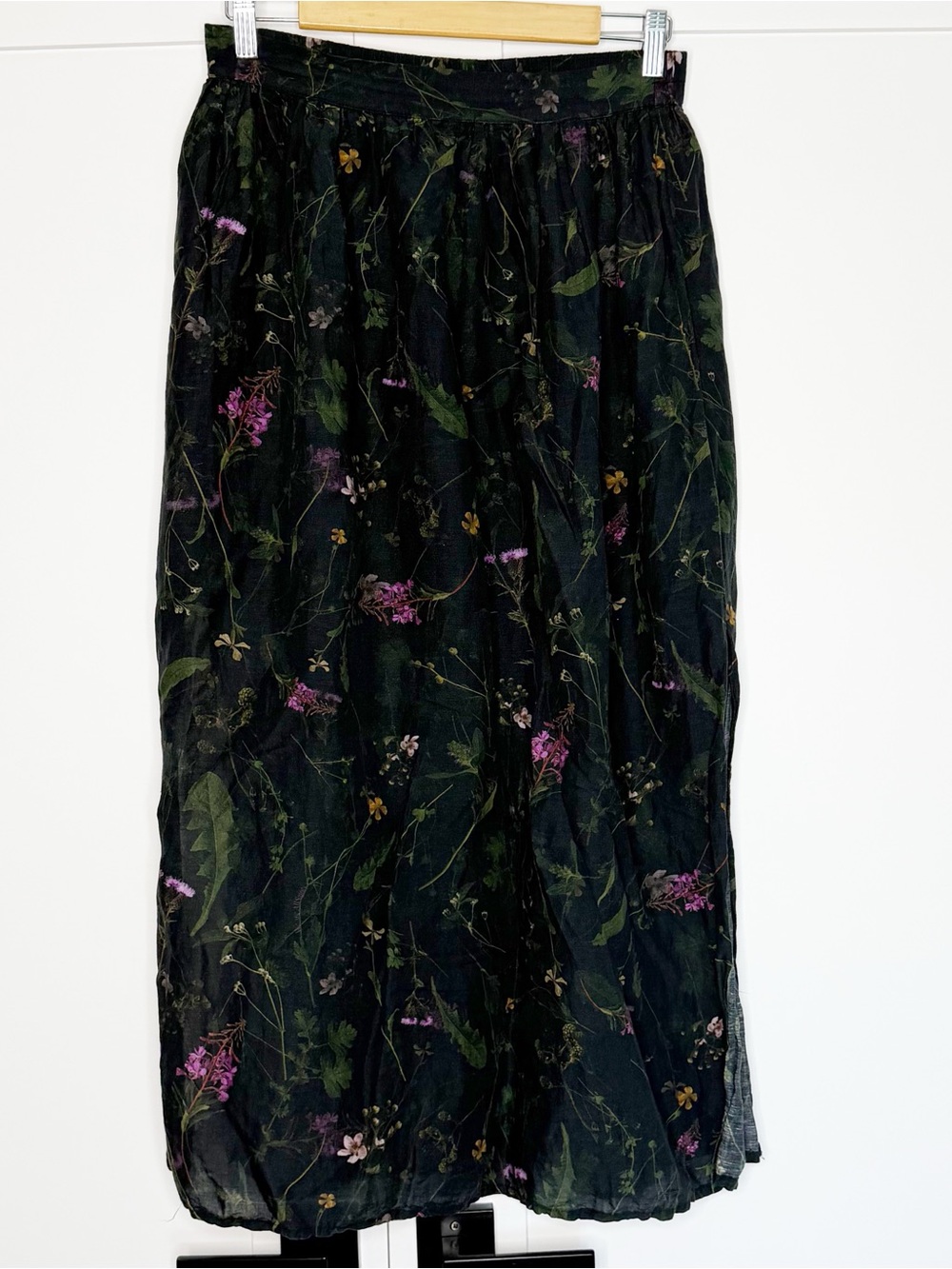 All Saints Black Floral A-Line Midi Skirt - Picture 7 of 16